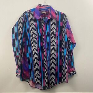 Vintage Plainsman Shirt Western Aztec Loud Cowboy Rodeo Y2K Retro Rave 90s